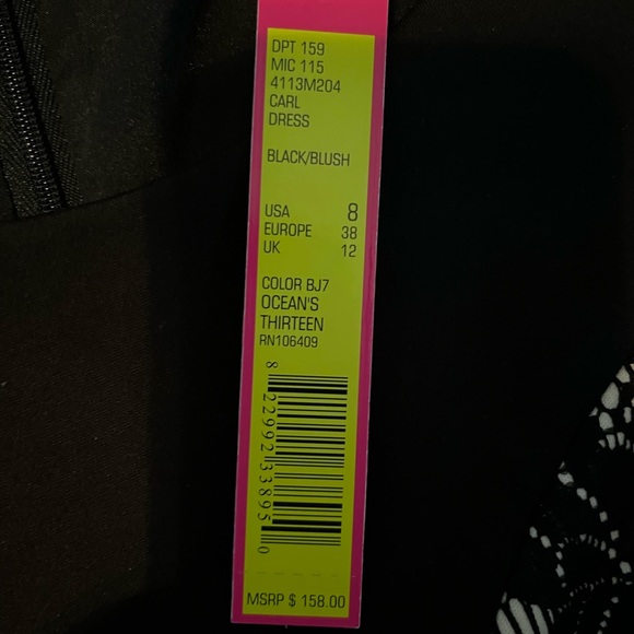 Catherine Malandrino Black and Lace Asymmetrical Dress. Size 8 NWT - Picture 5 of 6